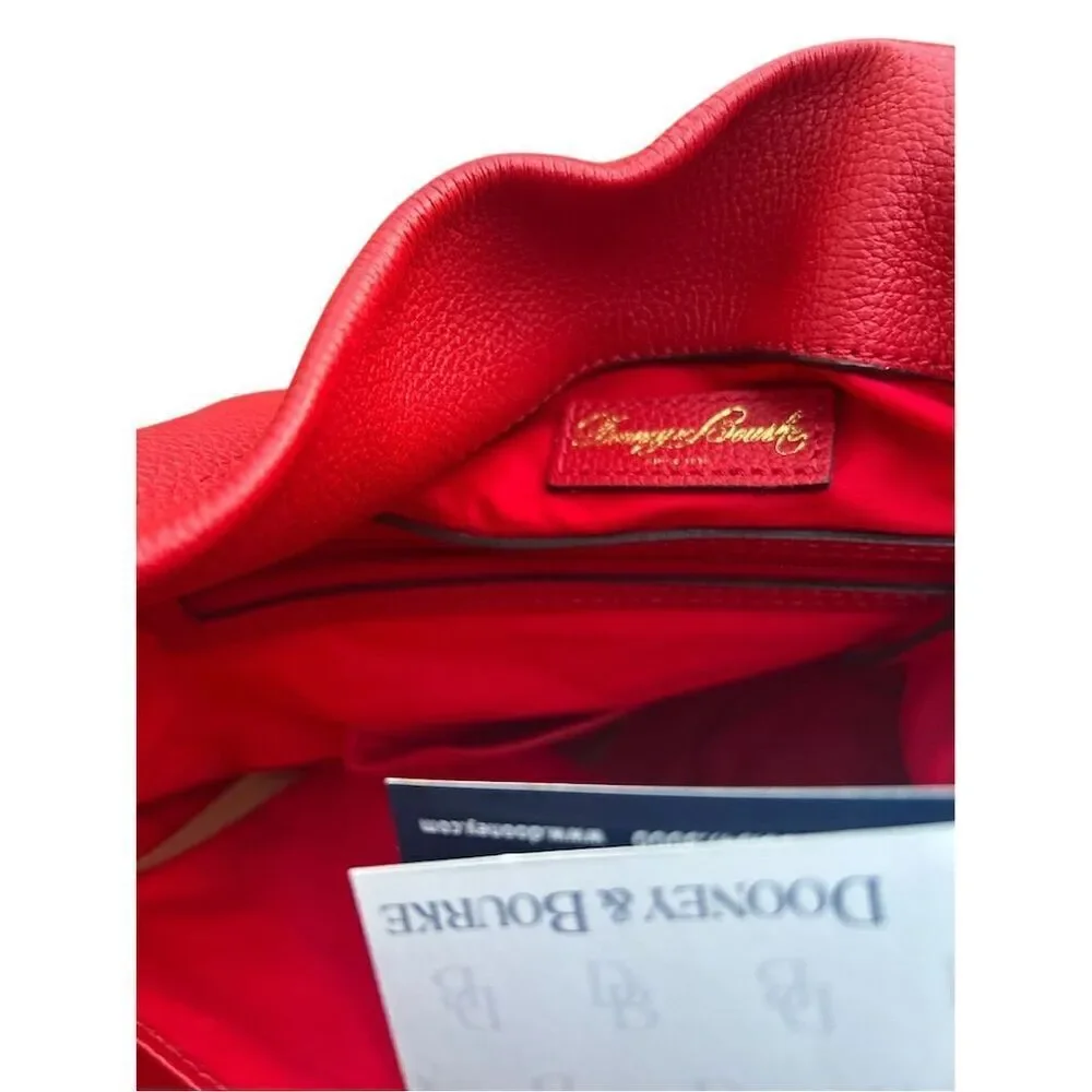 Dooney & Bourke Women's Red Leather Hobo Bag Logo Lock Casual